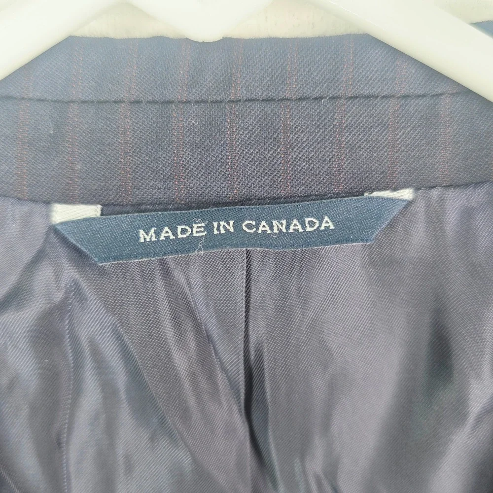 Ralph Lauren Men Navy Blue Pinstripe Wool Blazer Sport Coat 48R Fit 44R